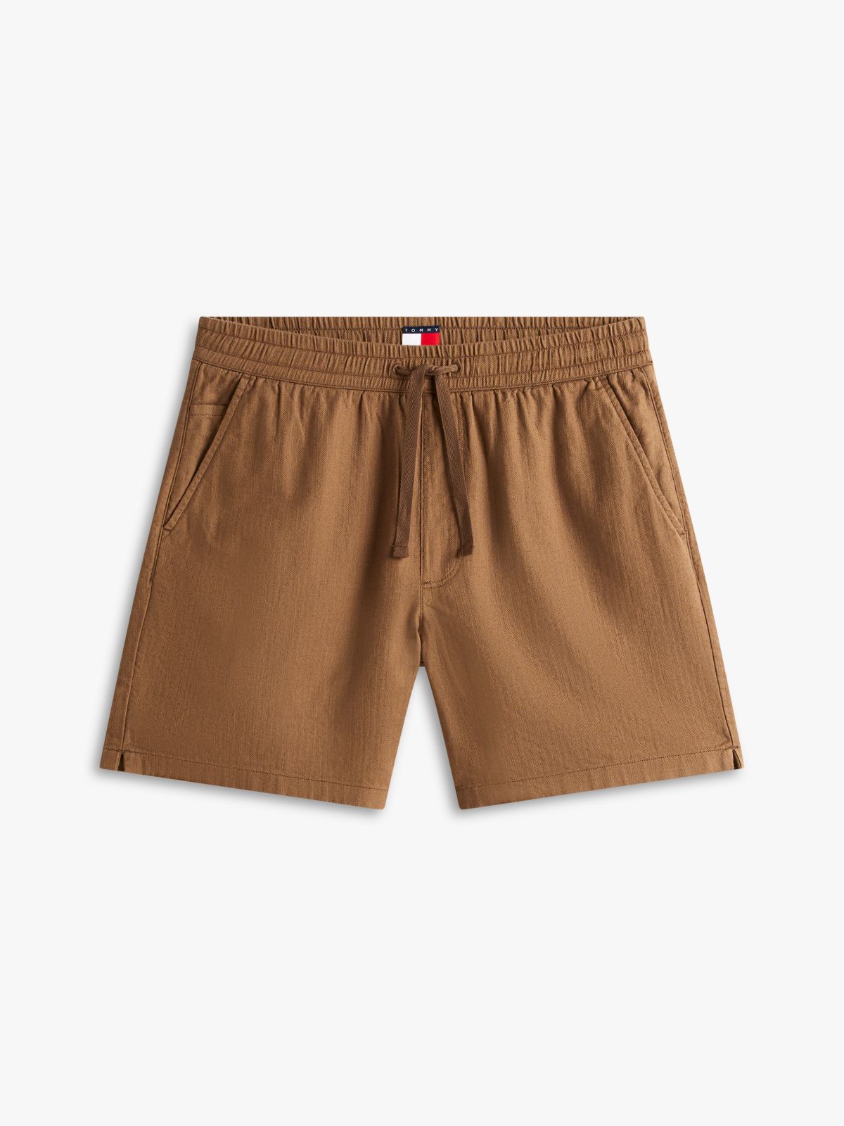 Logo Relaxed Shorts With Linen — Brown