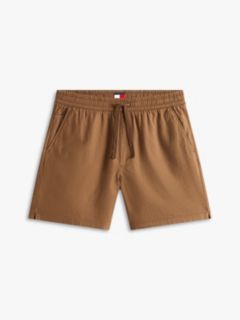 Logo Relaxed Shorts With Linen — Brown 5