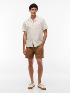 Logo Relaxed Shorts With Linen — Brown 1