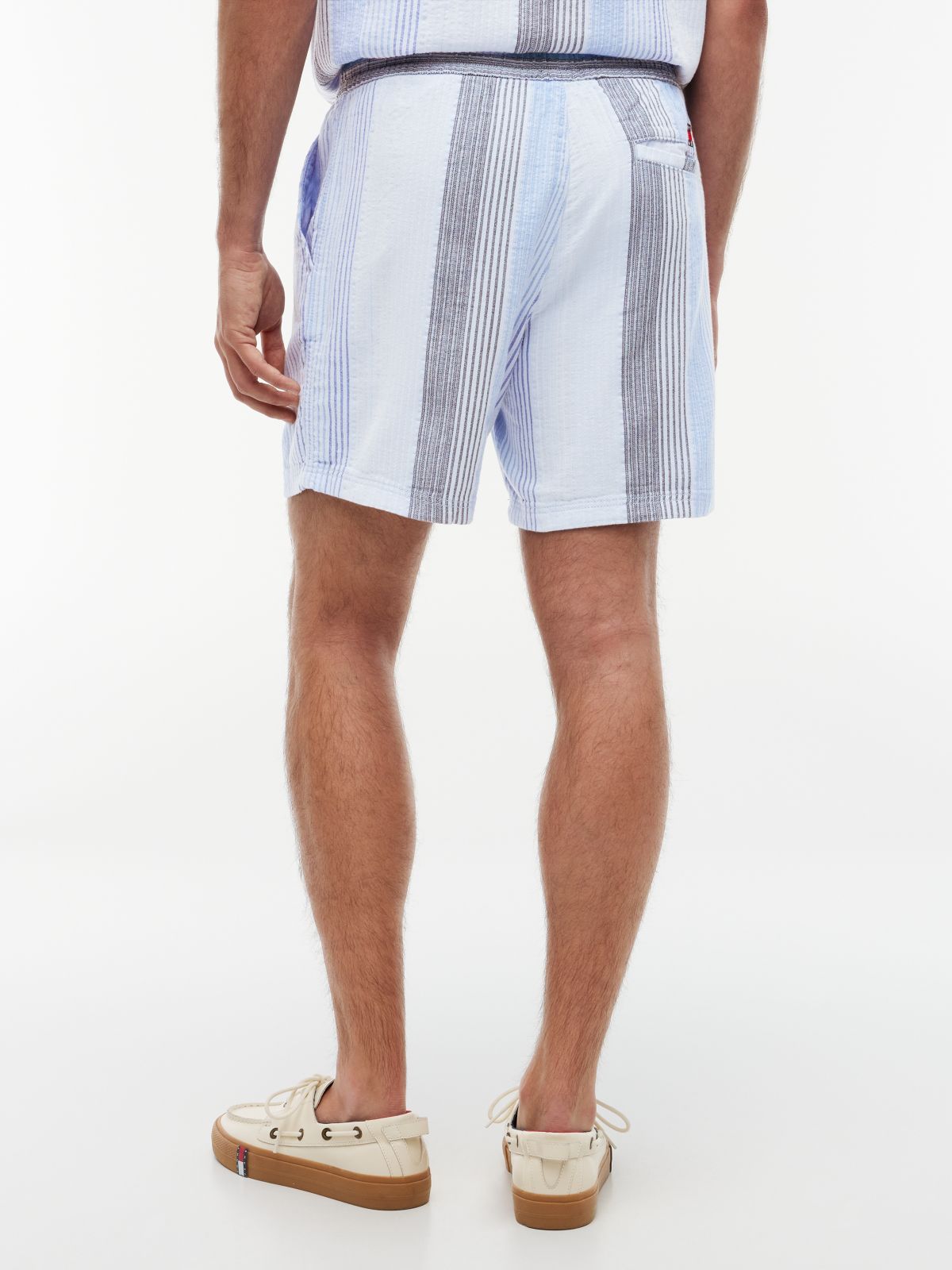 Dobby Stripe Relaxed Shorts — Blue