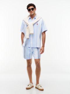 Dobby Stripe Relaxed Shorts — Blue 1