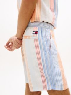 Dobby Stripe Relaxed Shorts — White 3