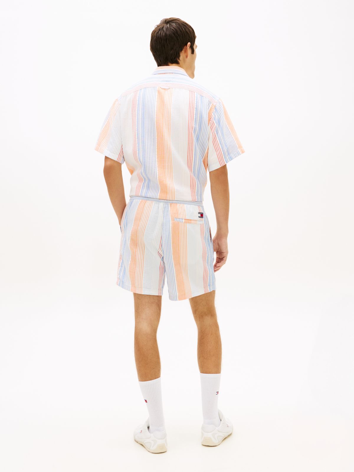 Dobby Stripe Relaxed Shorts — White