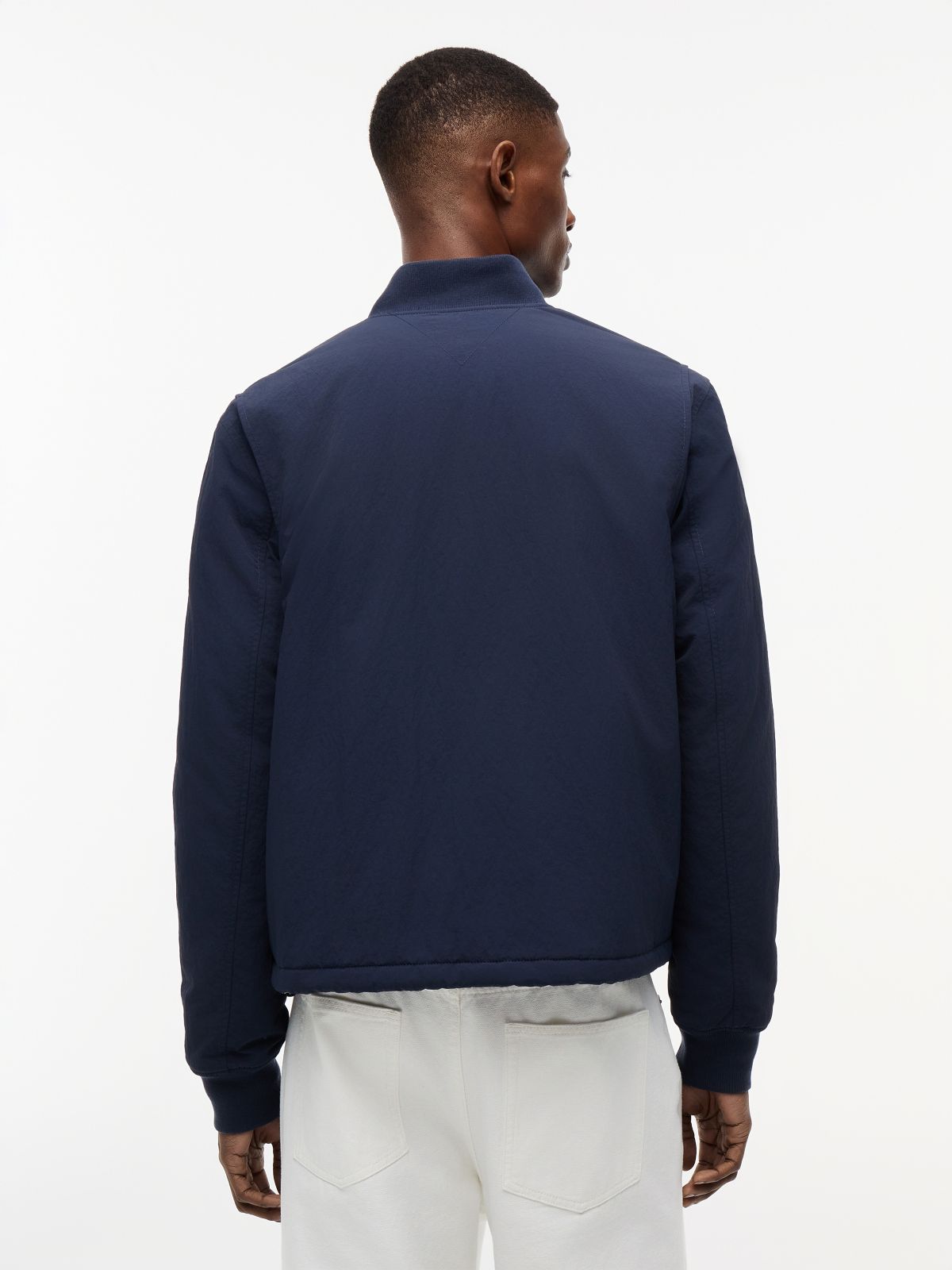Logo Water Repellent Bomber Jacket — Blue