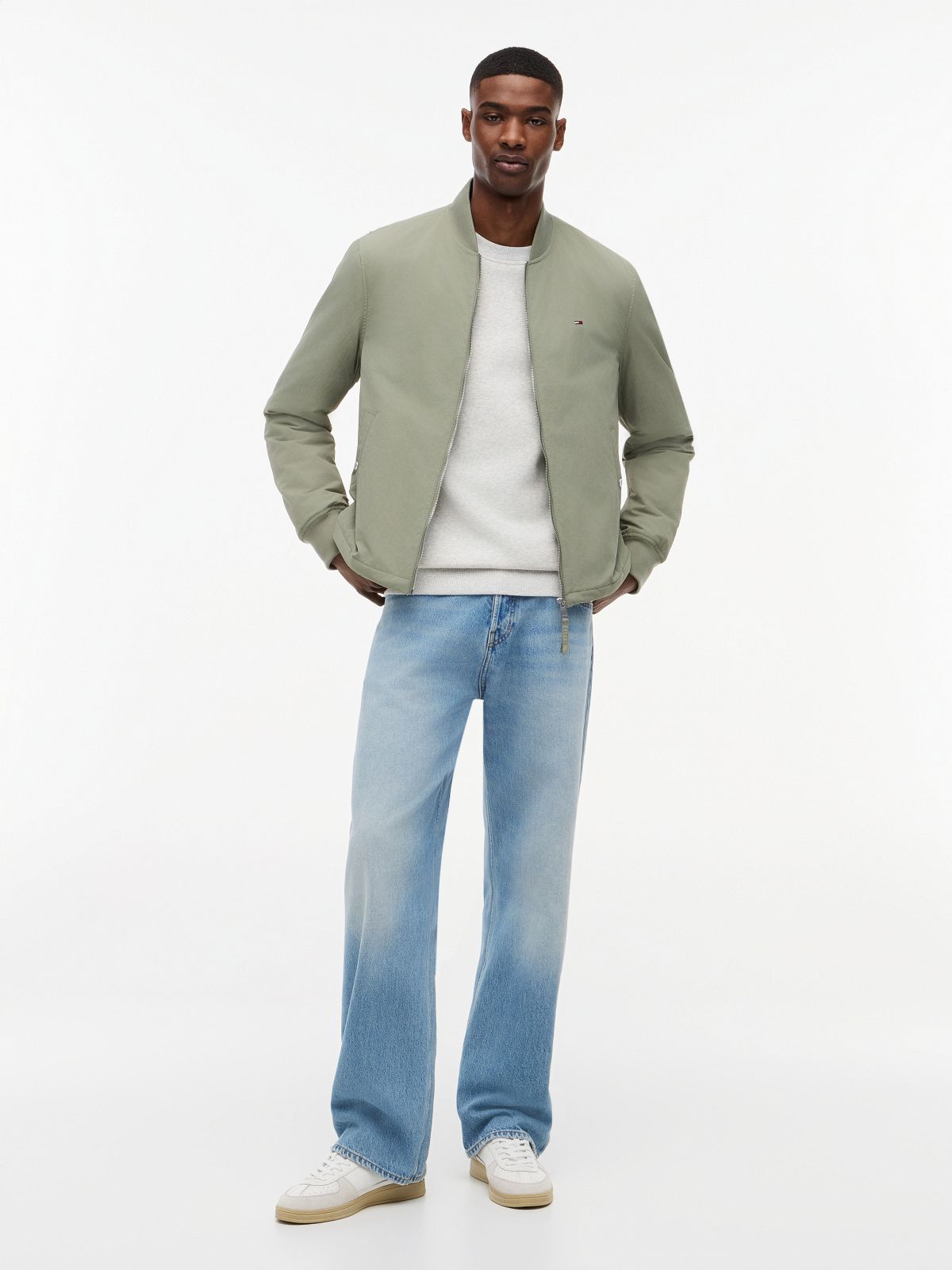 Logo Water Repellent Bomber Jacket — Green
