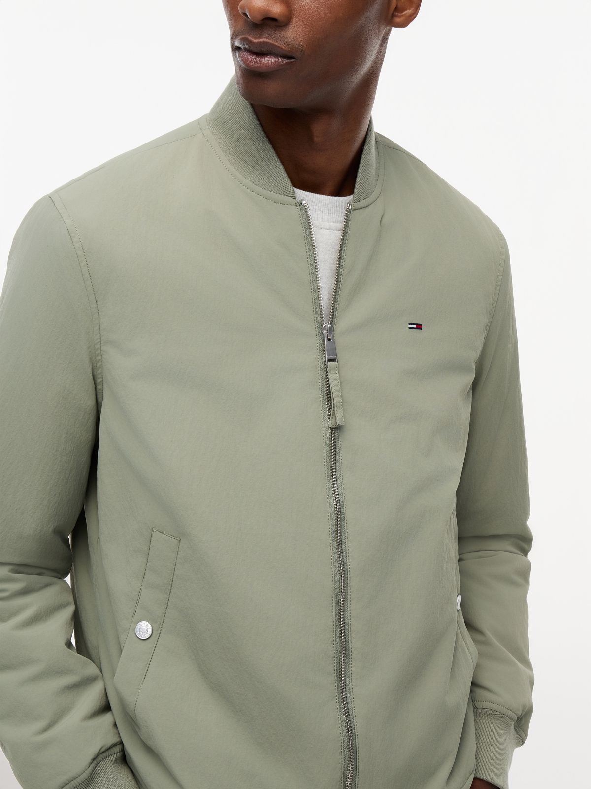 Logo Water Repellent Bomber Jacket — Green