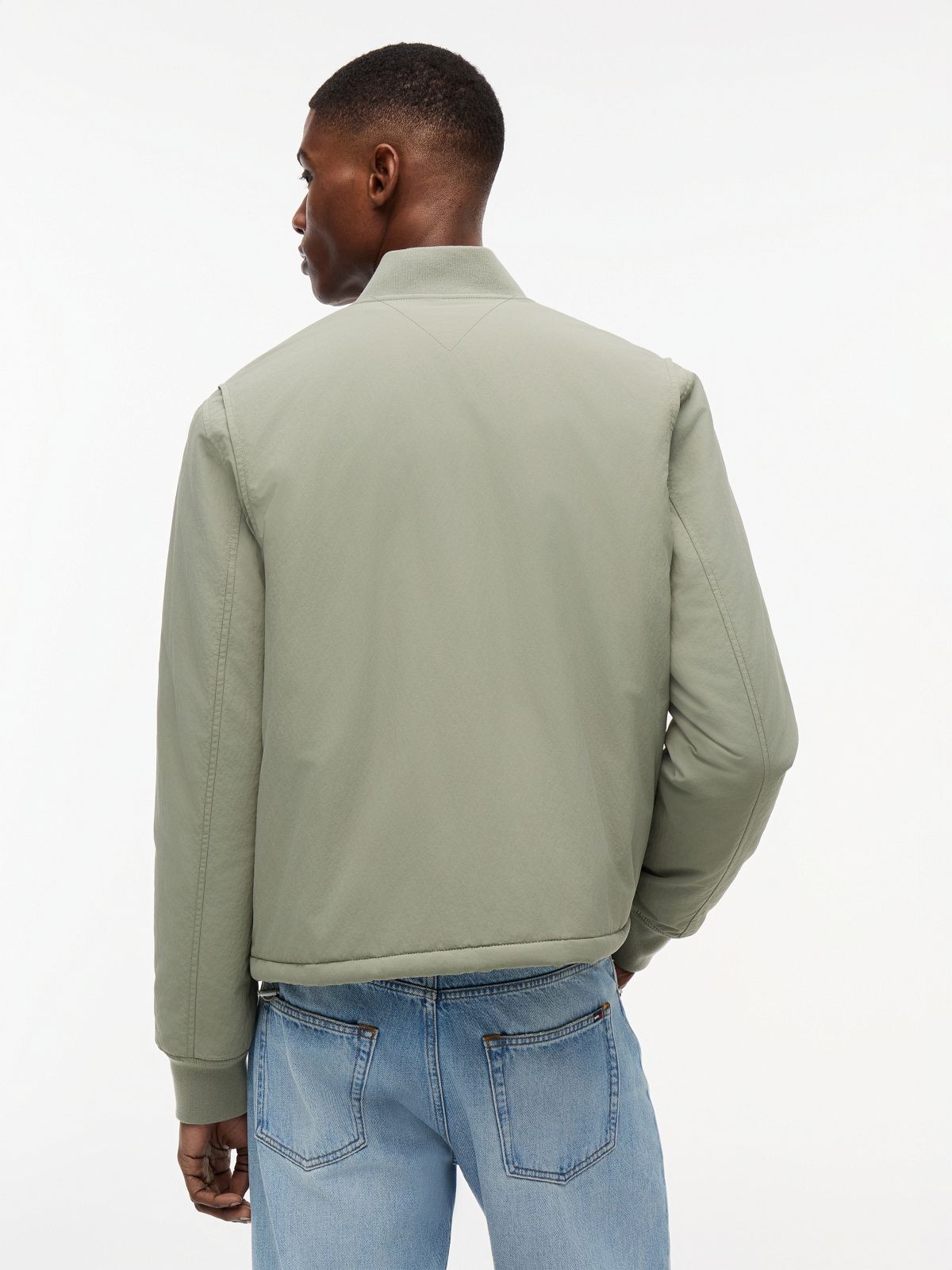Logo Water Repellent Bomber Jacket — Green