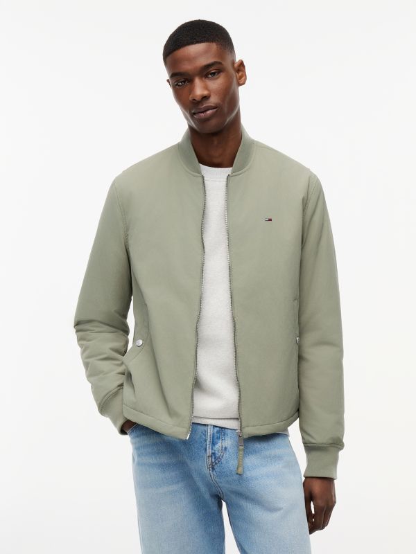 Logo Water Repellent Bomber Jacket — Green
