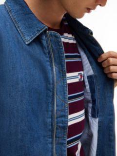 Chambray Denim Harrington Jacket — Blue 3