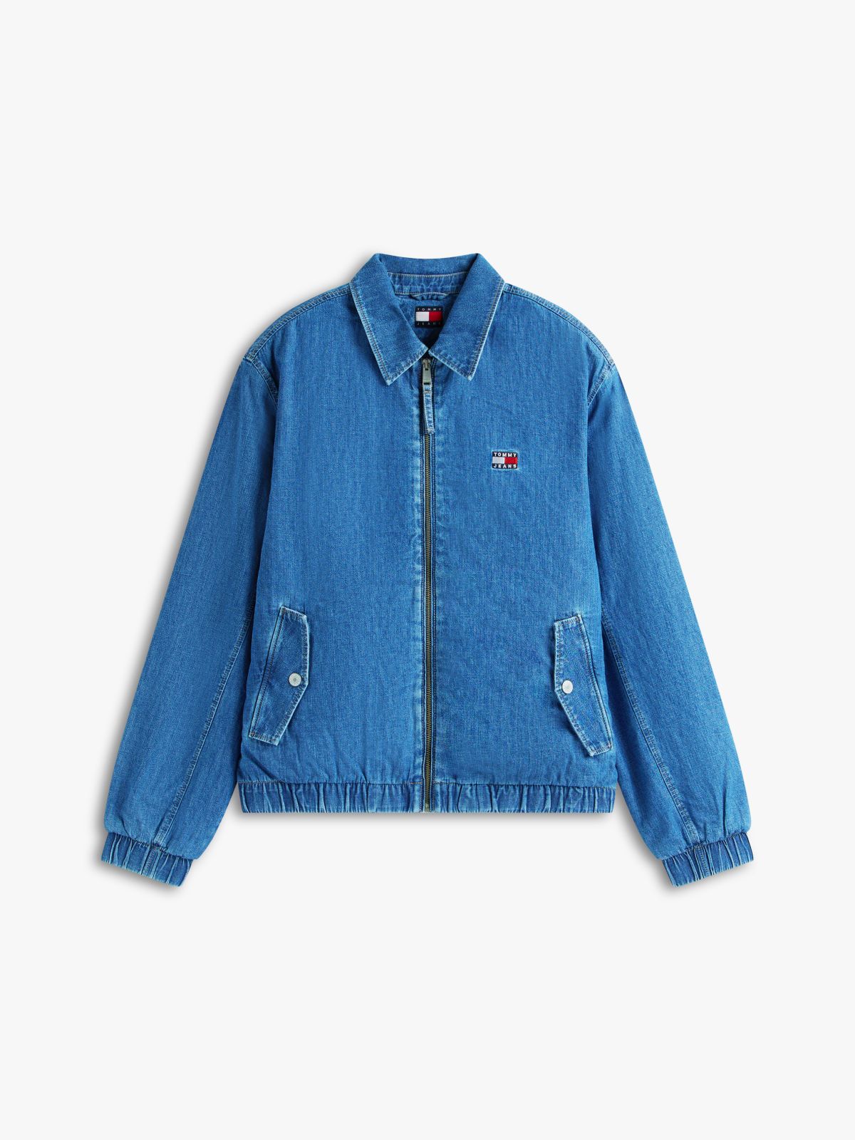 Chambray Denim Harrington Jacket — Blue