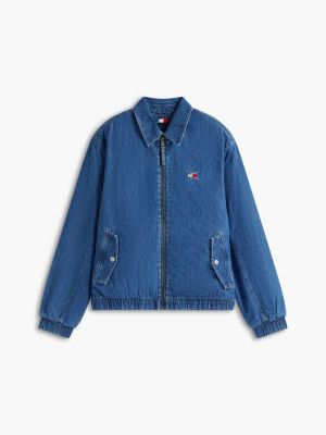 blue chambray denim harrington jacket for men tommy jeans