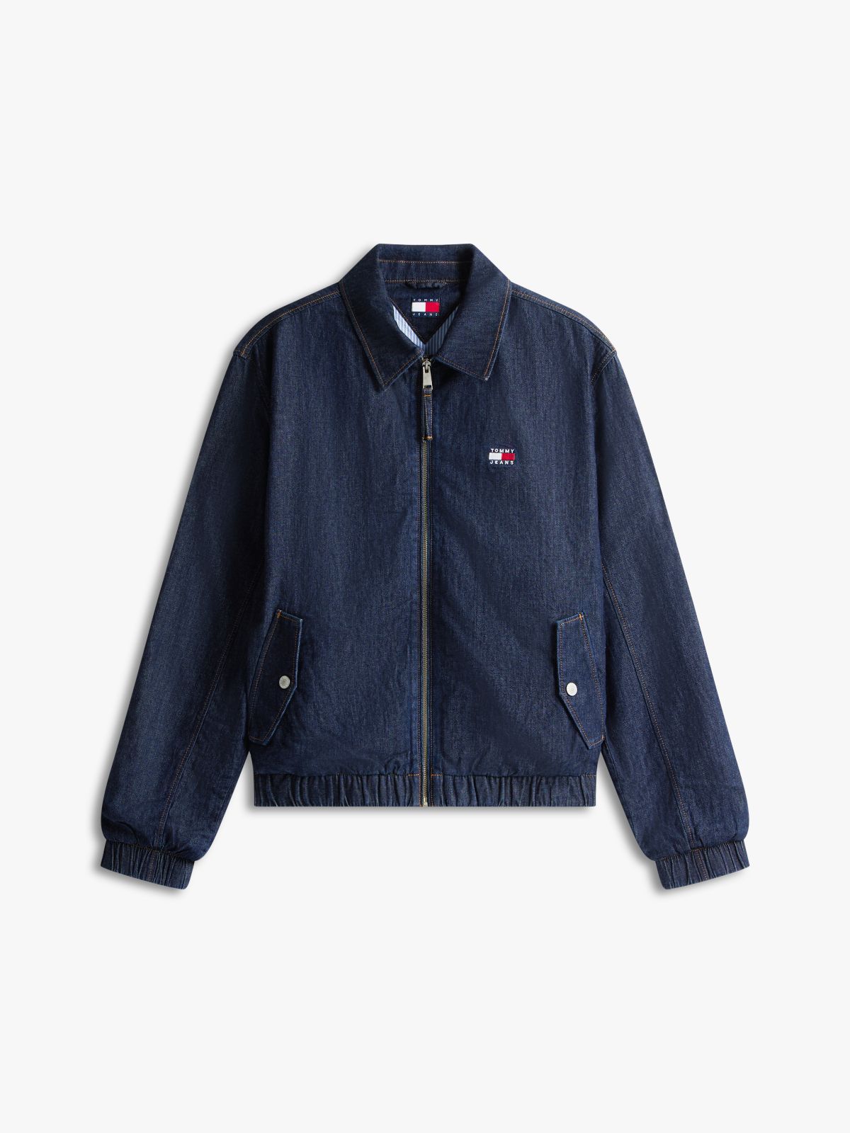 Chambray Denim Harrington Jacket — Blue