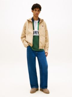 Herringbone Twill Relaxed Zip-Thru Hooded Jacket — Beige 3
