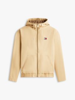 Herringbone Twill Relaxed Zip-Thru Hooded Jacket — Beige 6