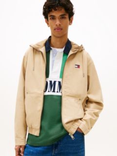 Herringbone Twill Relaxed Zip-Thru Hooded Jacket — Beige 1