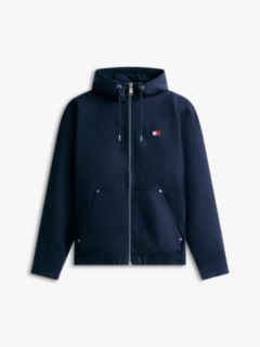 Herringbone Twill Relaxed Zip-Thru Hooded Jacket — Black 5