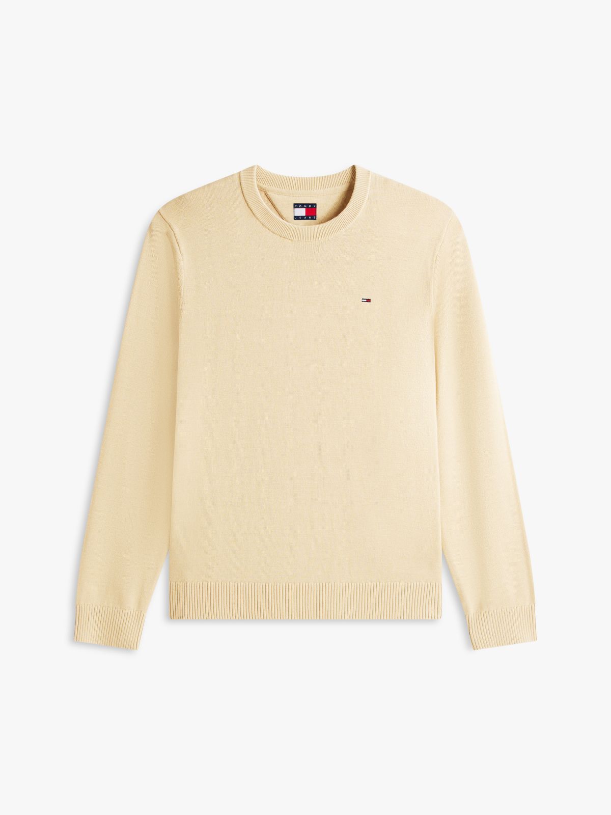 Tommy Flag Embroidery Lightweight Slim Jumper — Beige