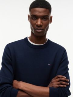 Tommy Flag Embroidery Lightweight Slim Jumper — Blue 3