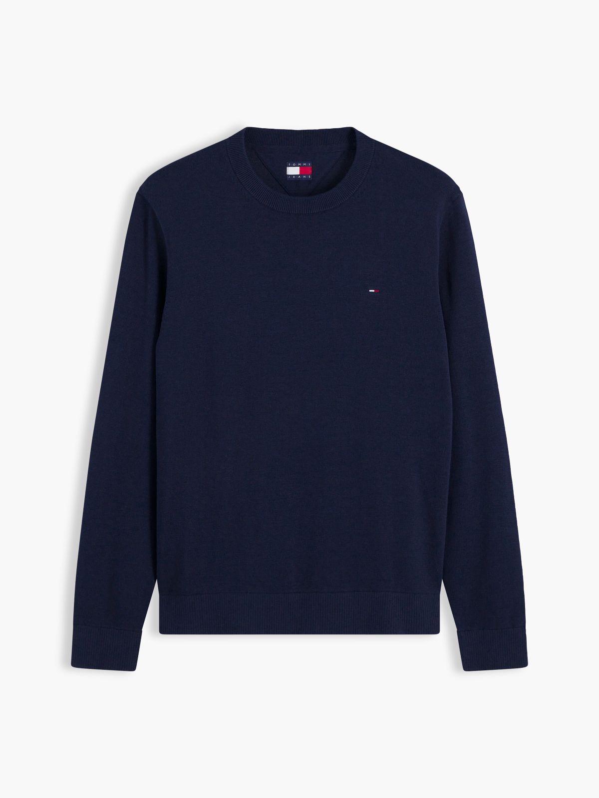 Tommy Flag Embroidery Lightweight Slim Jumper — Blue