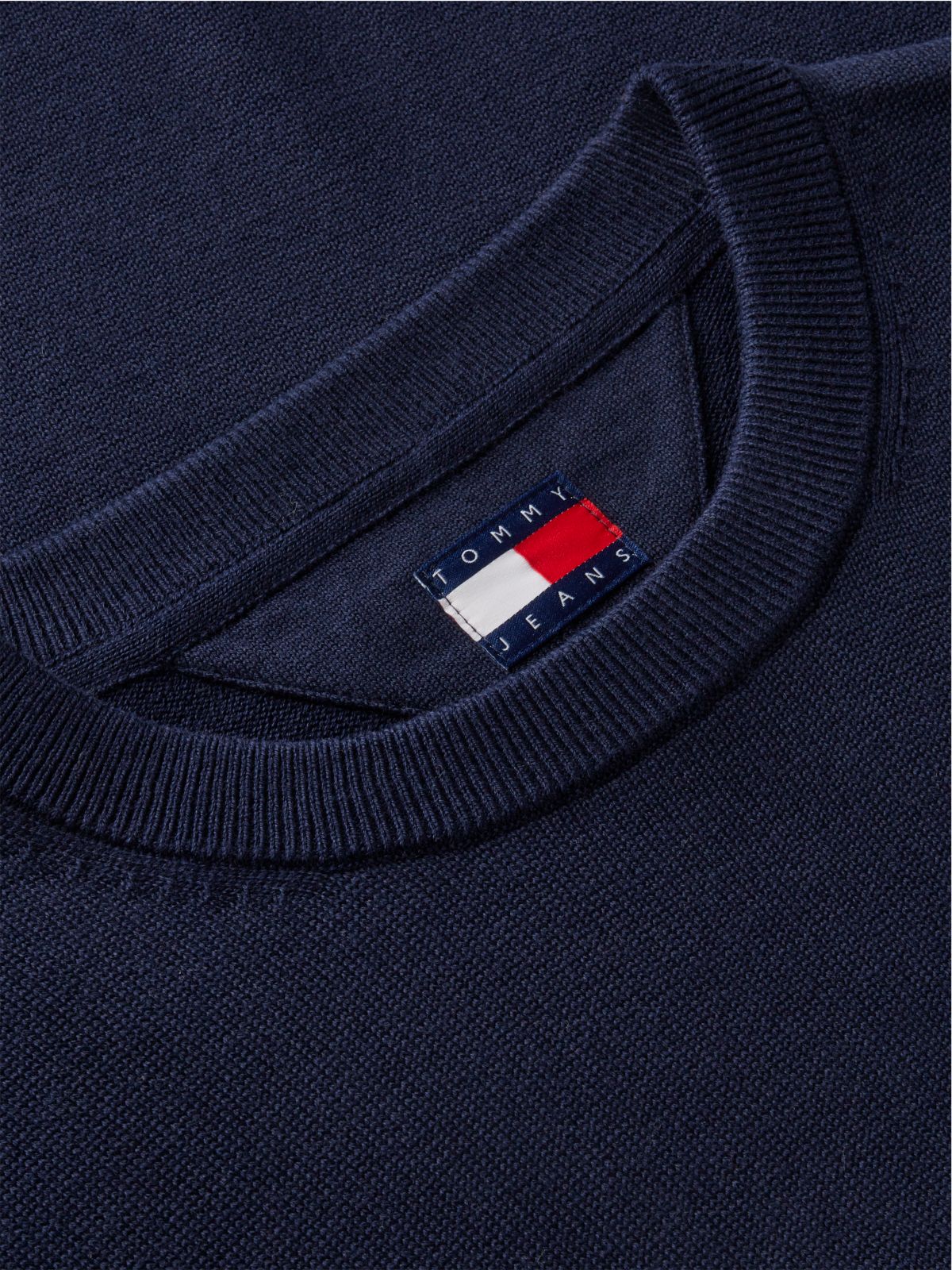 Tommy Flag Embroidery Lightweight Slim Jumper — Blue