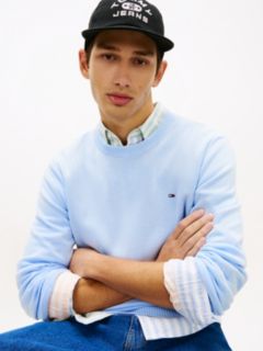 Tommy Flag Embroidery Lightweight Slim Jumper — Blue 2