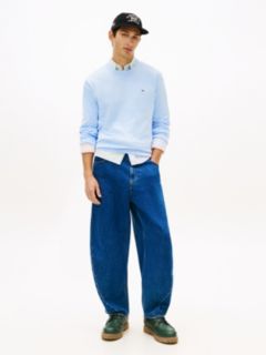 Tommy Flag Embroidery Lightweight Slim Jumper — Blue 3