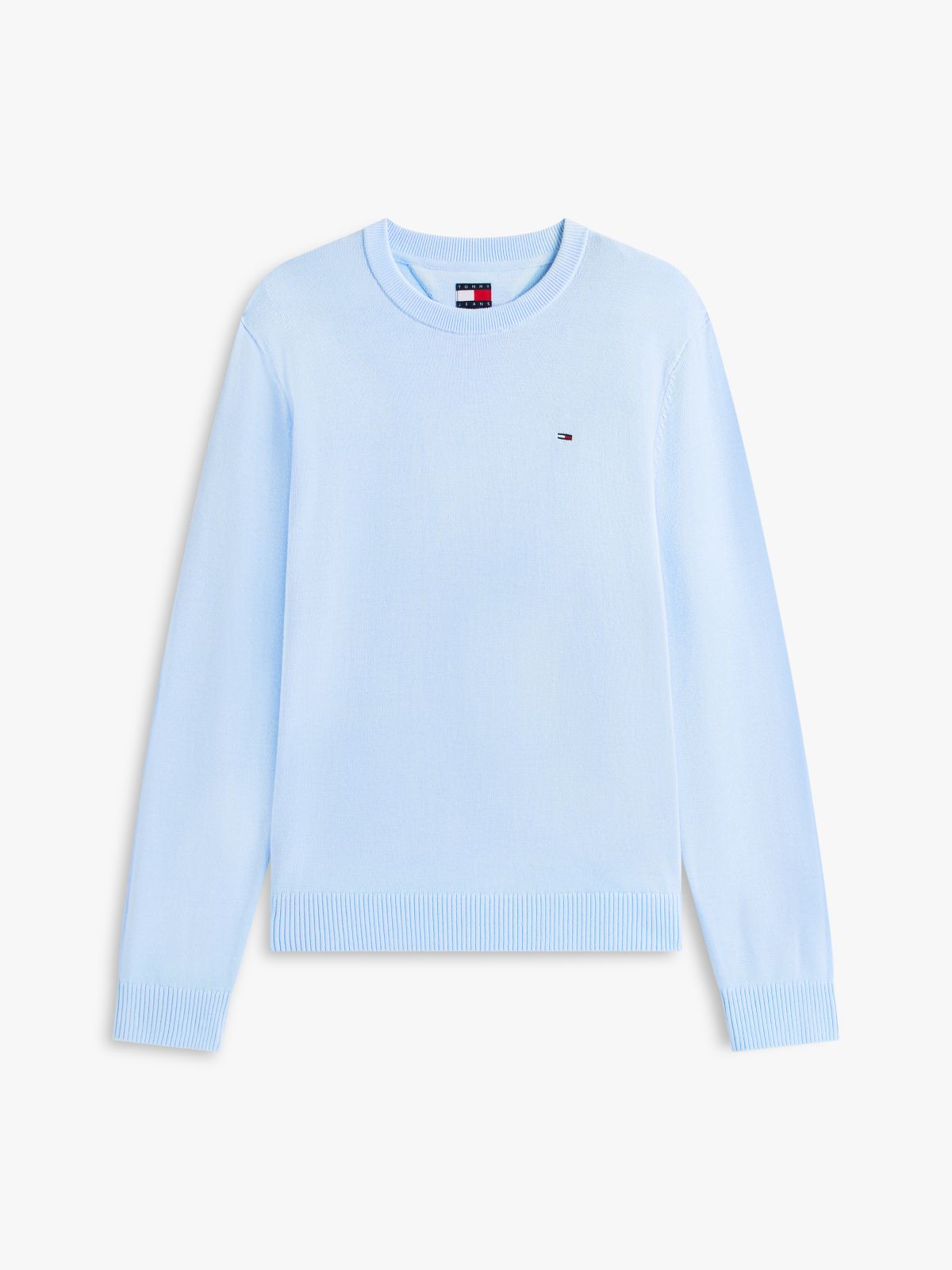 Tommy Flag Embroidery Lightweight Slim Jumper — Blue