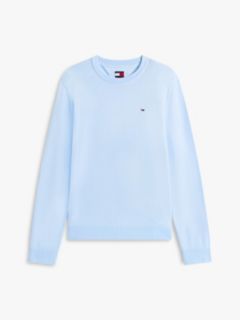 Tommy Flag Embroidery Lightweight Slim Jumper — Blue 5