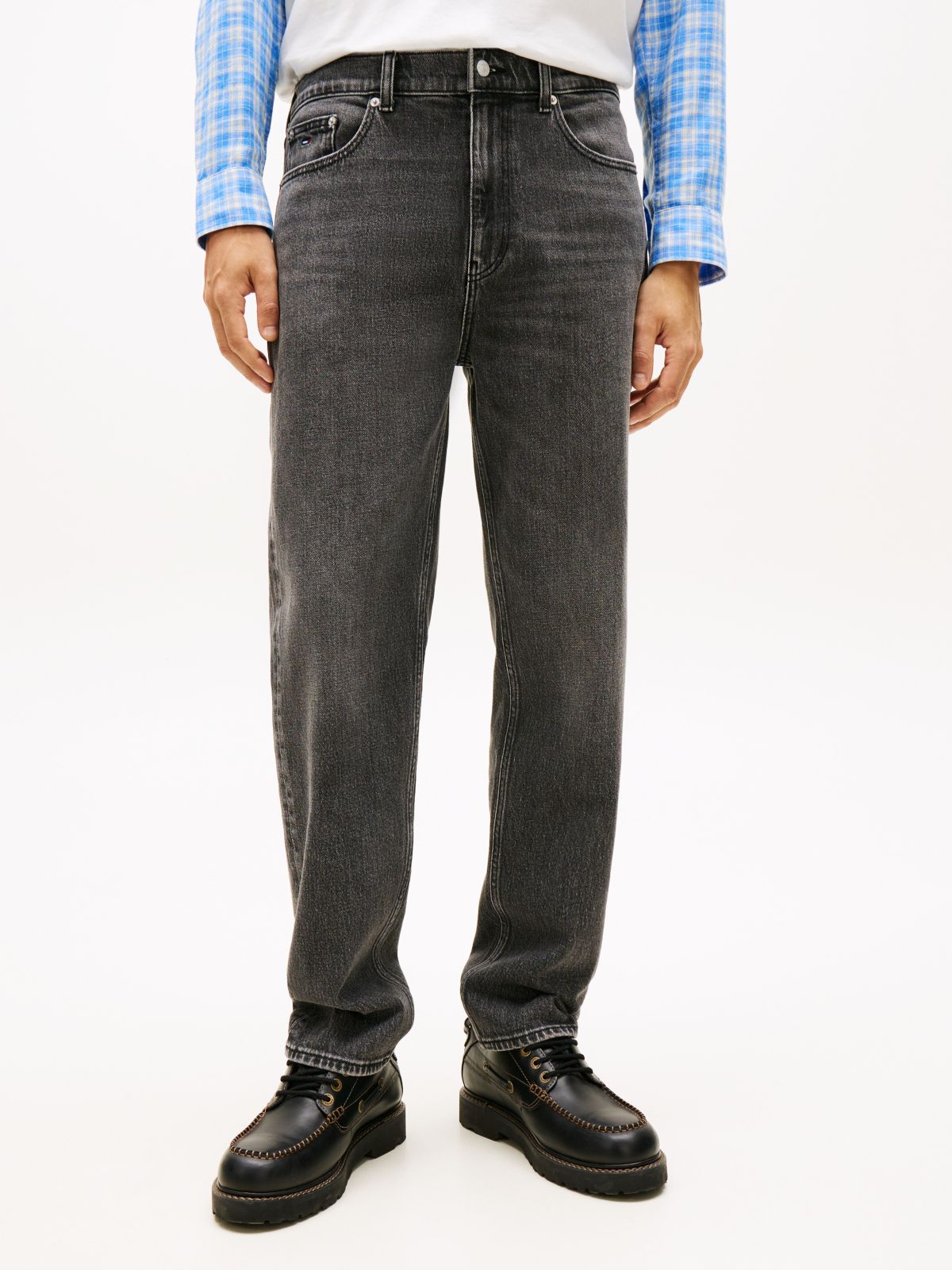 Sonny Tapered Leg Whiskered Black Jeans — Grey
