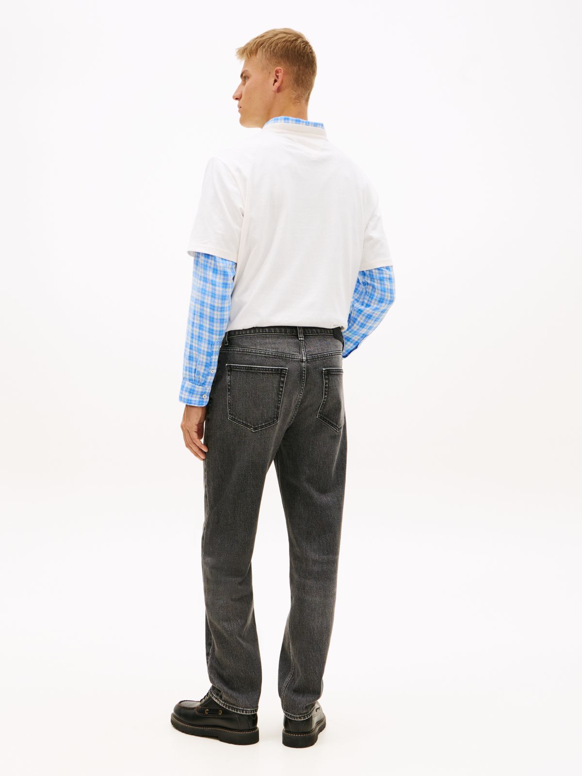 Sonny Tapered Leg Whiskered Black Jeans — Grey