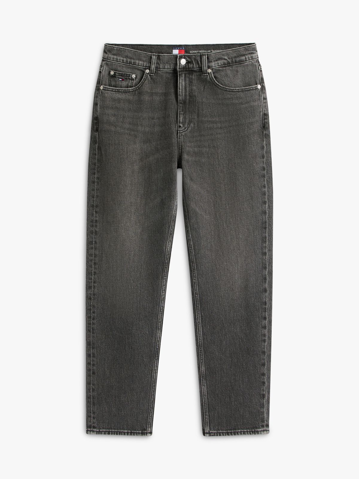 Sonny Tapered Leg Whiskered Black Jeans — Grey