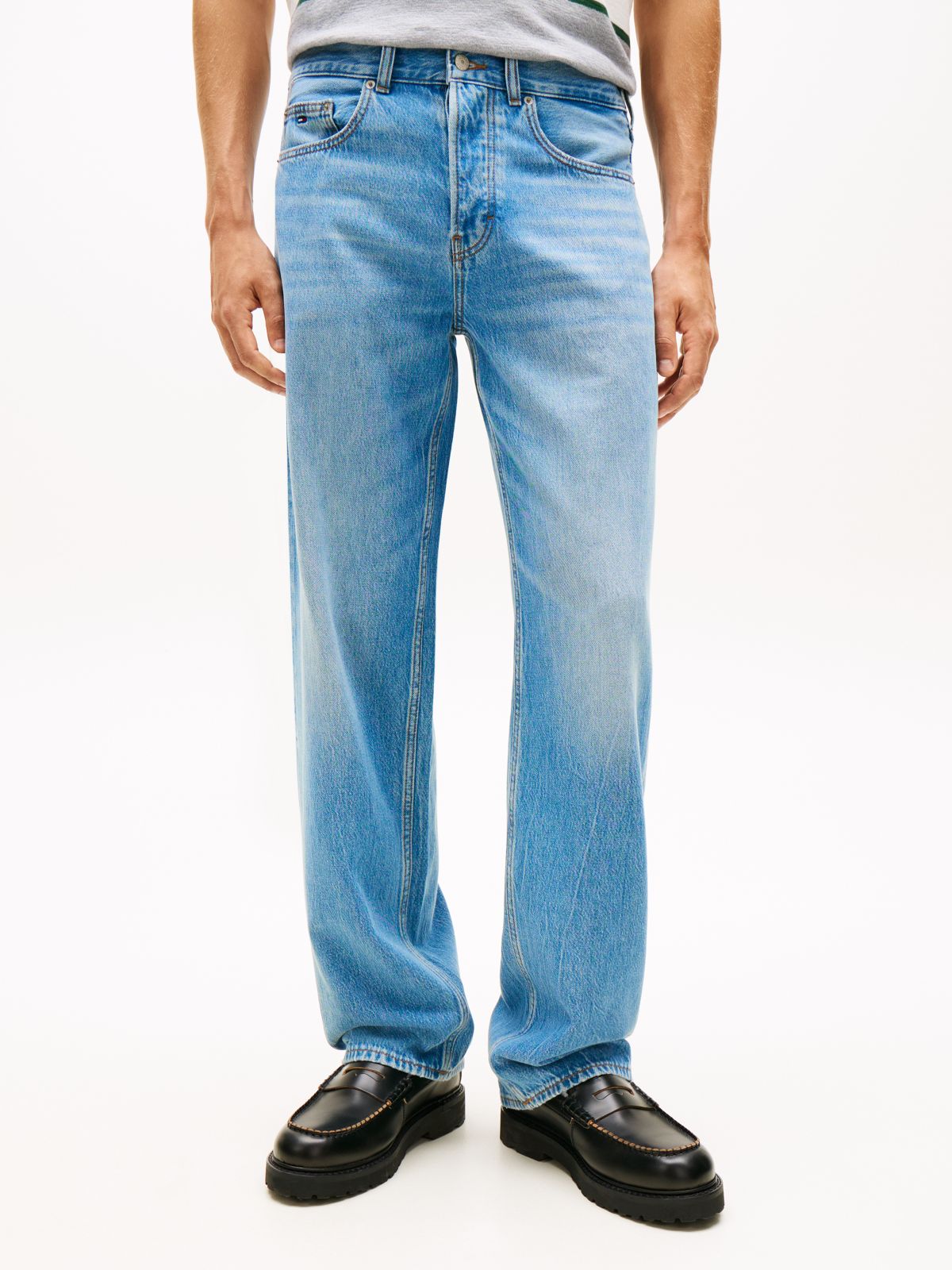Jaimie Loose Straight Whiskered Jeans — Blue