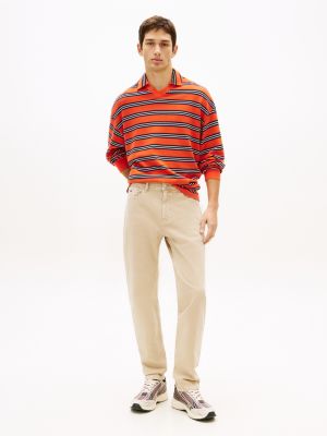 jeans ryan slim fit dritti con finitura washed beige da uomini tommy jeans