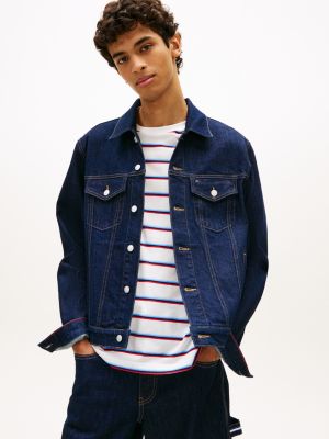 blue ryan regular denim trucker jacket for men tommy jeans