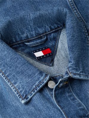 blue ryan regular denim trucker jacket for men tommy jeans