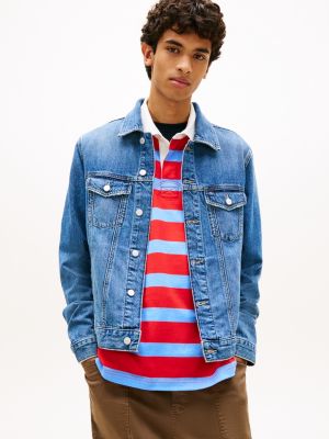 blue ryan regular denim trucker jacket for men tommy jeans