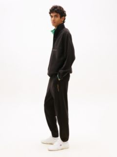 Linear Logo Fleece Drawstring Joggers — Black 3