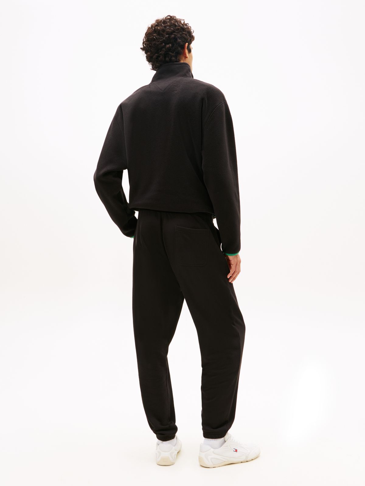 Linear Logo Fleece Drawstring Joggers — Black