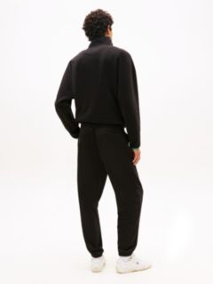 Linear Logo Fleece Drawstring Joggers — Black 5