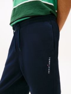 Linear Logo Fleece Drawstring Joggers — Blue 4