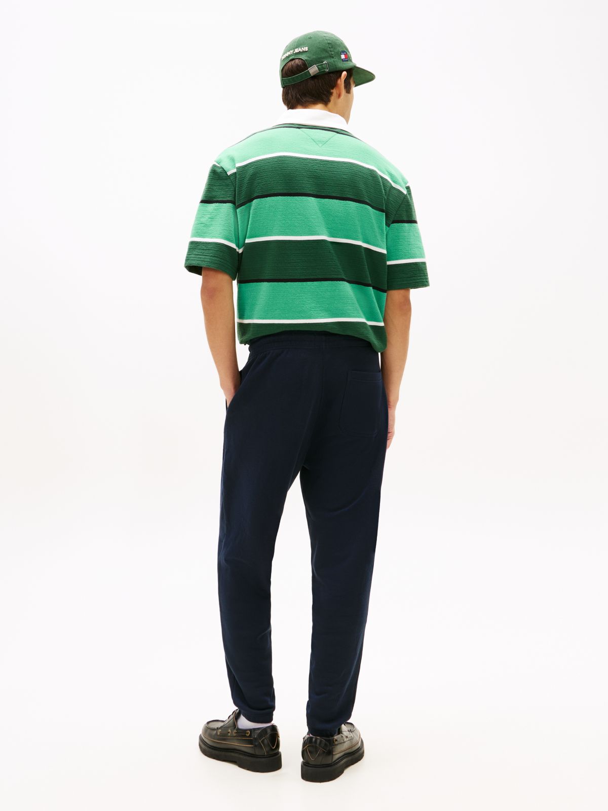 Linear Logo Fleece Drawstring Joggers — Blue