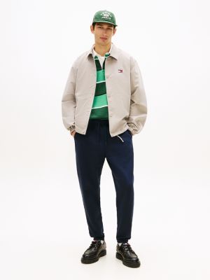 blue linear logo fleece drawstring joggers for men tommy jeans