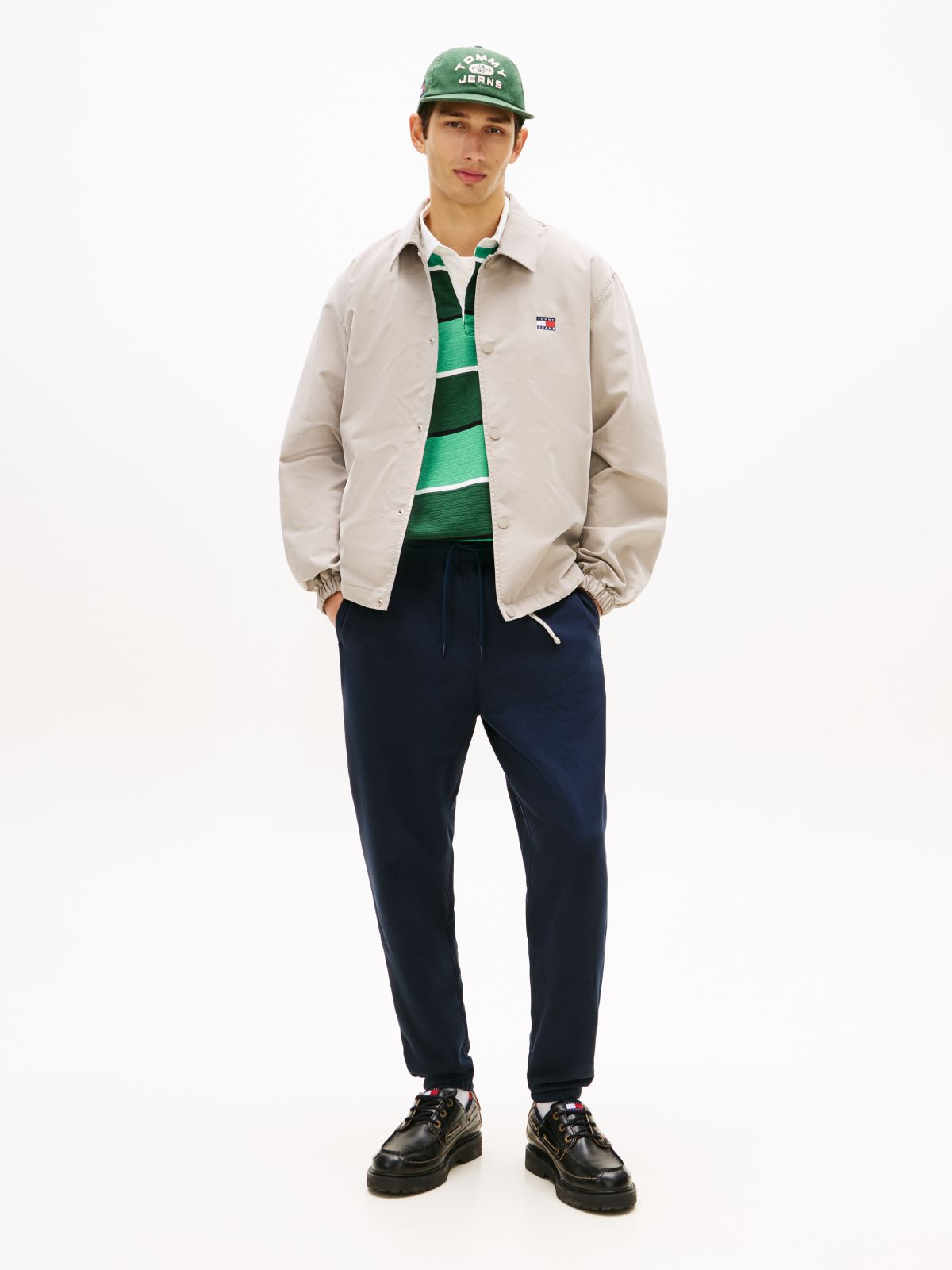 Linear Logo Fleece Drawstring Joggers — Blue
