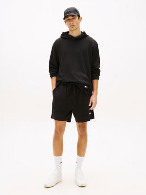 black sweat-shorts mit logo aus waffelstrick für herren - tommy jeans