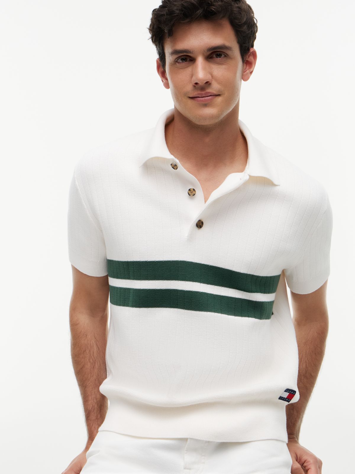 Tommy Badge Regular Fit Knit Polo Shirt — White