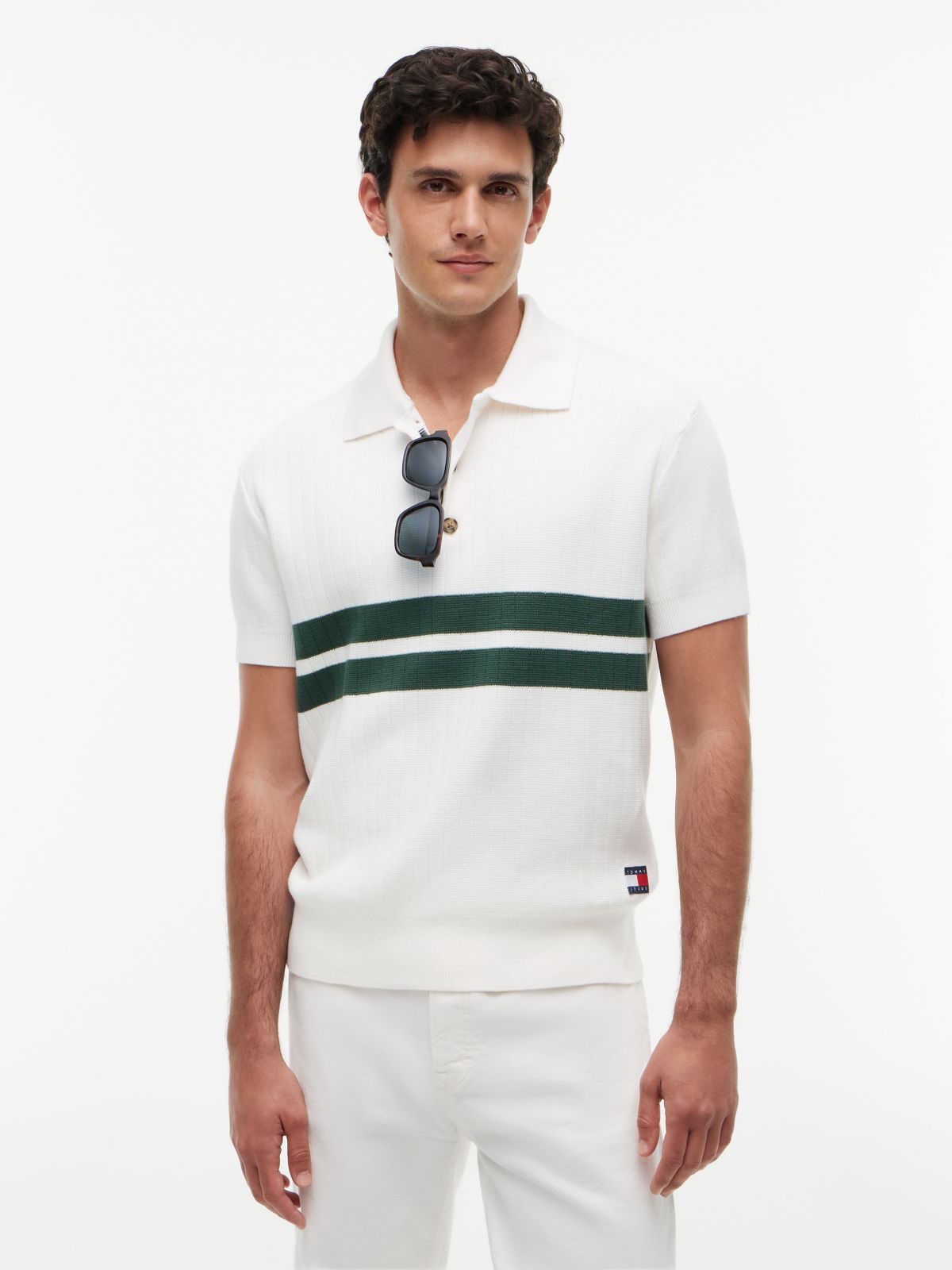 Tommy Badge Regular Fit Knit Polo Shirt — White