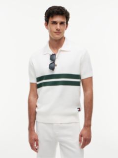 Tommy Badge Regular Fit Knit Polo Shirt — White 1