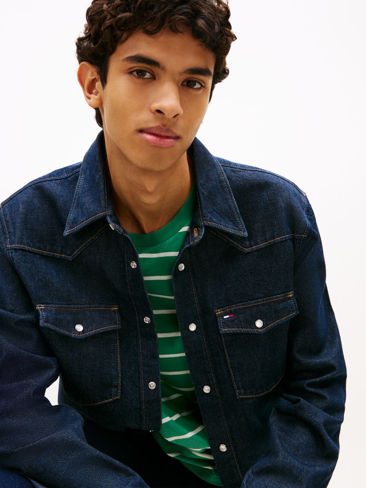 Regular Fit Western Denim Shirt — Blue