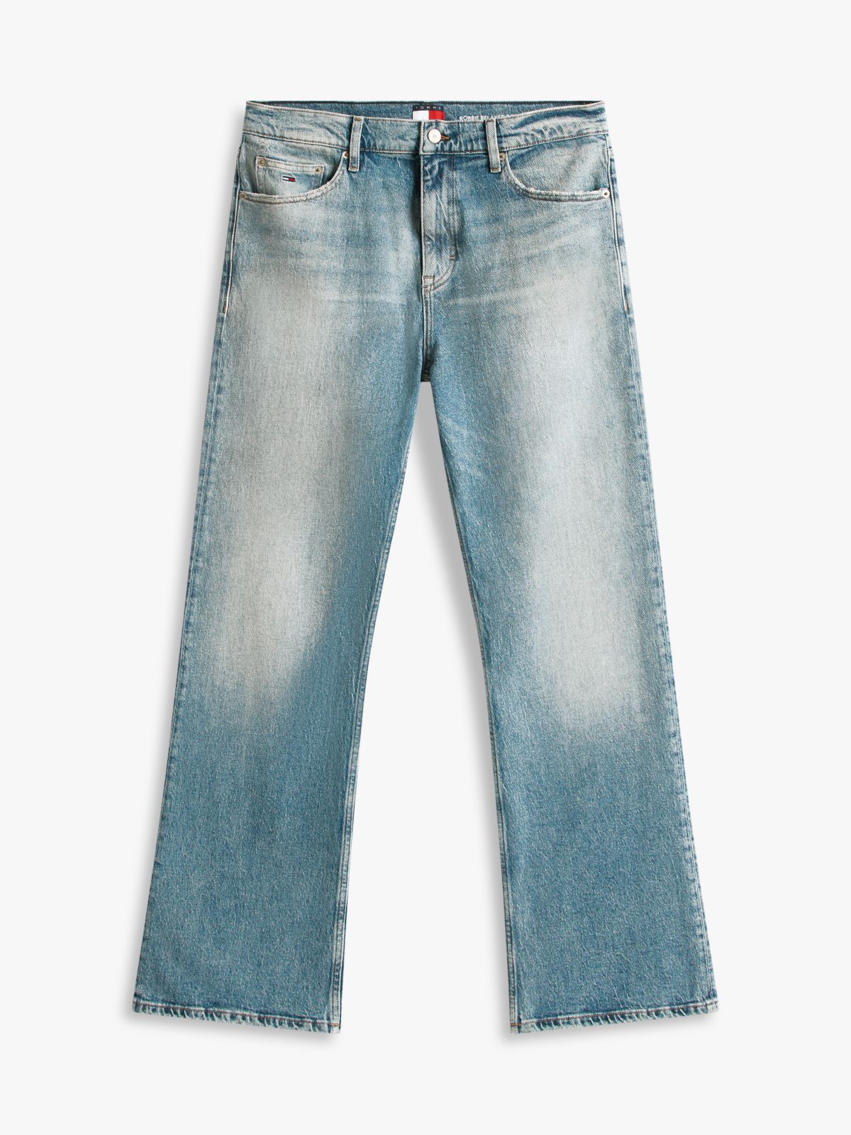 Faded Distressed Bootcut Jeans — Blue