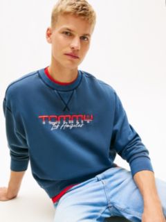 Logo Embroidery Washed Relaxed Fleece Sweatshirt — Blue 2